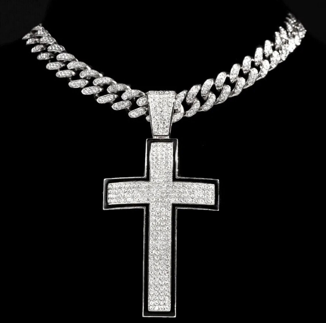 Bubble Letter Cross Necklace for Women Iced Out Baguette Prong Pendant  Cubic Zirconia Hip Hop Jewelry - AliExpress
